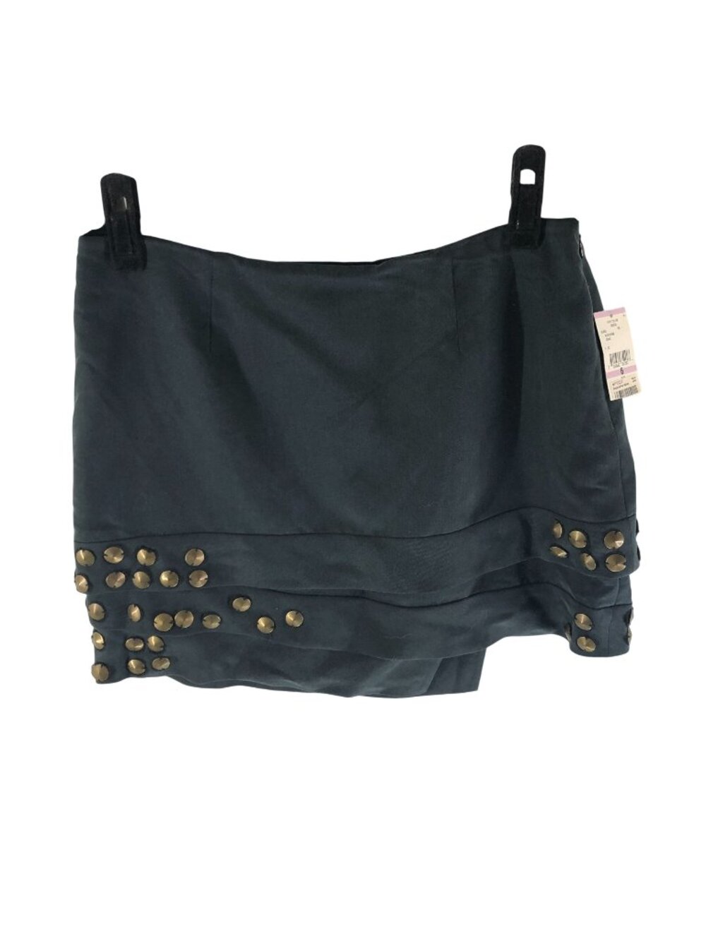 Rachel Rachel Roy Black Mini Skirt Studded Size 6 Layered Lyocell Blend